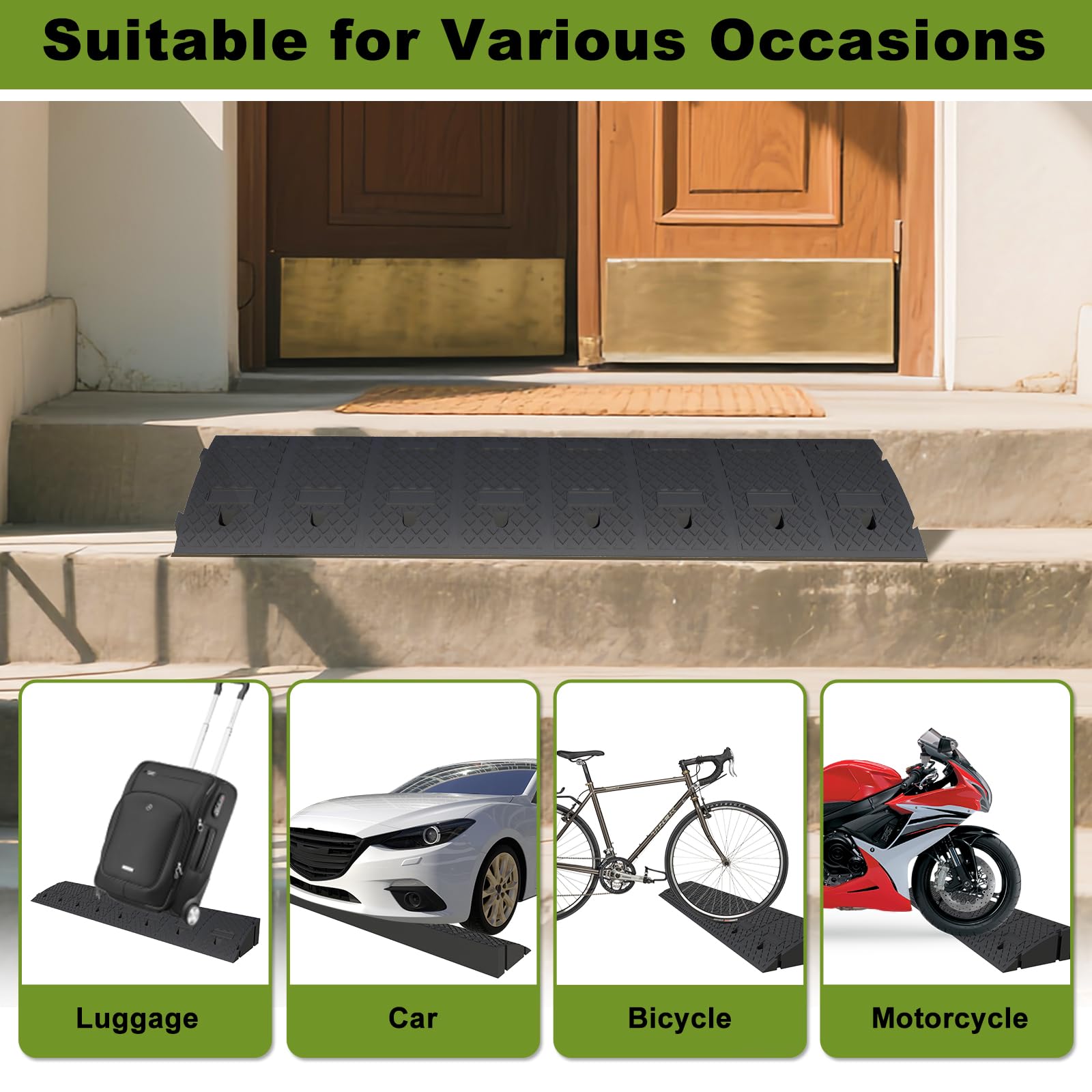 Rampe de Chargement, Portable Antidérapantes Rampes de Seuil Légère Rampe De Bordure, Multifonction Rampe Plastique pour Allée Trottoir Voiture Camion Scooter Vélo Moto