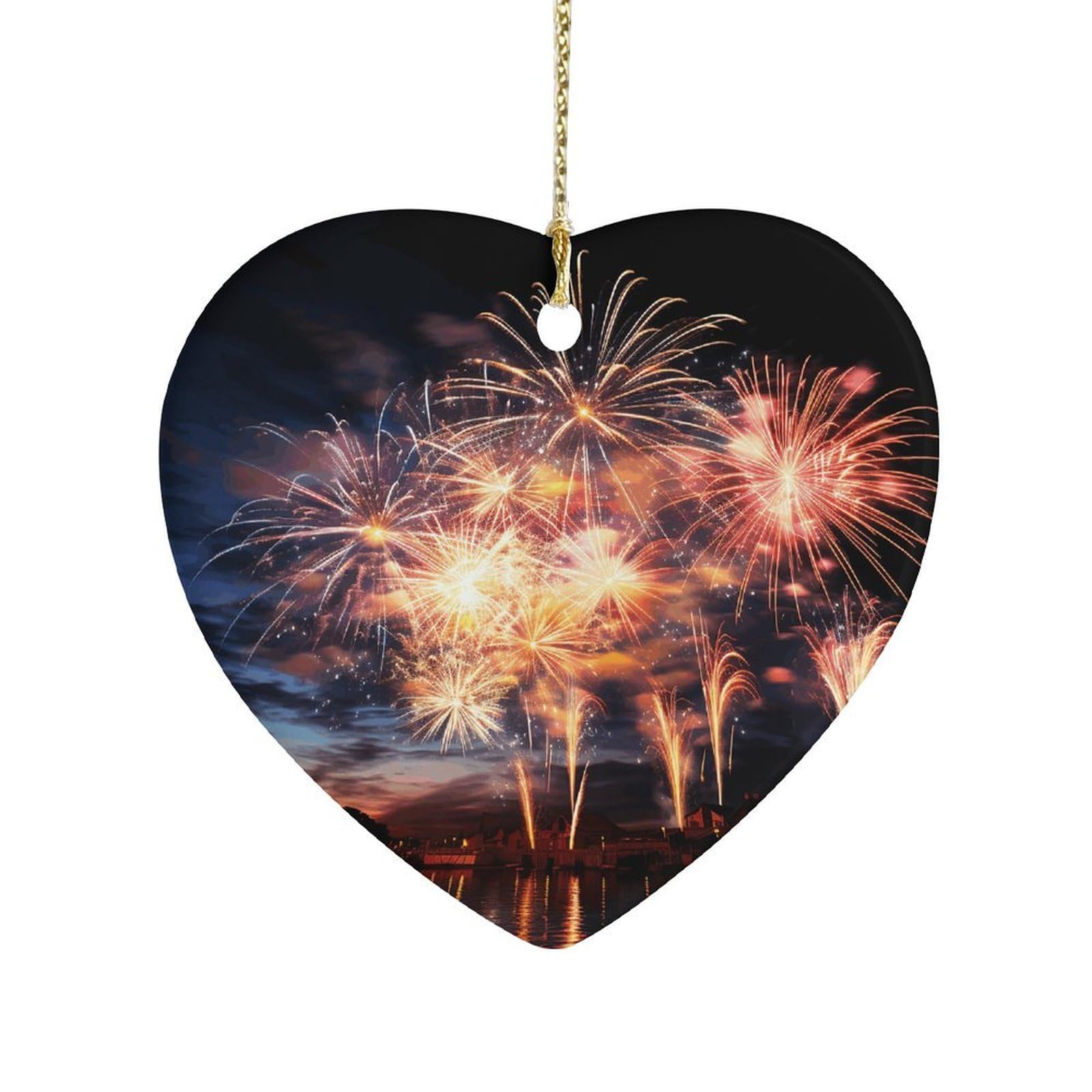 Fekiloot Style Beautiful Fireworks Ceramic Ornament Home Decor Keepsake