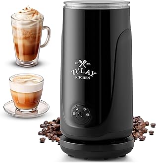 Zulay 4-in-1 Milk Frother and Steamer - Automatic Hot and Cold Foam Maker with Auto Shut Off & Temperature Control for Coffee, Latte, Cappuccino, Hot Chocolate - Black