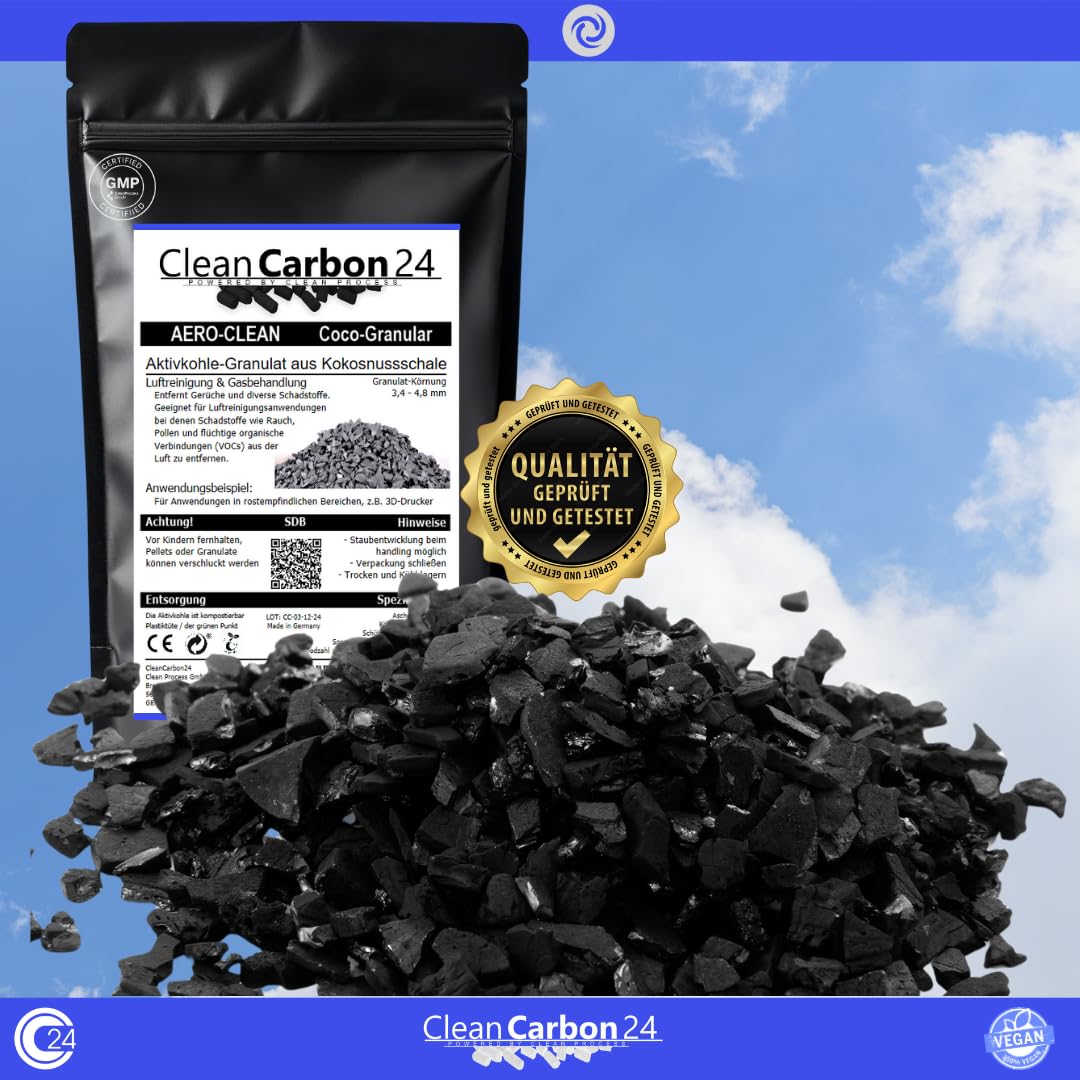 2,5 litri di granulato di carbone attivo da gusci di noce di cocco per la purificazione dell'aria (3,4-4,8mm / 4x6mesh)