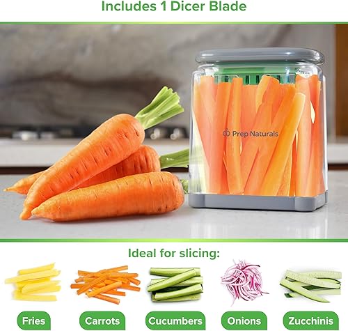 Miniatura 3 de Prep Naturals 3-en-1 Cortador manual de patatas fritas - Cuchillas intercambiables para cortador de patatas y cortador de freír - Funciona como