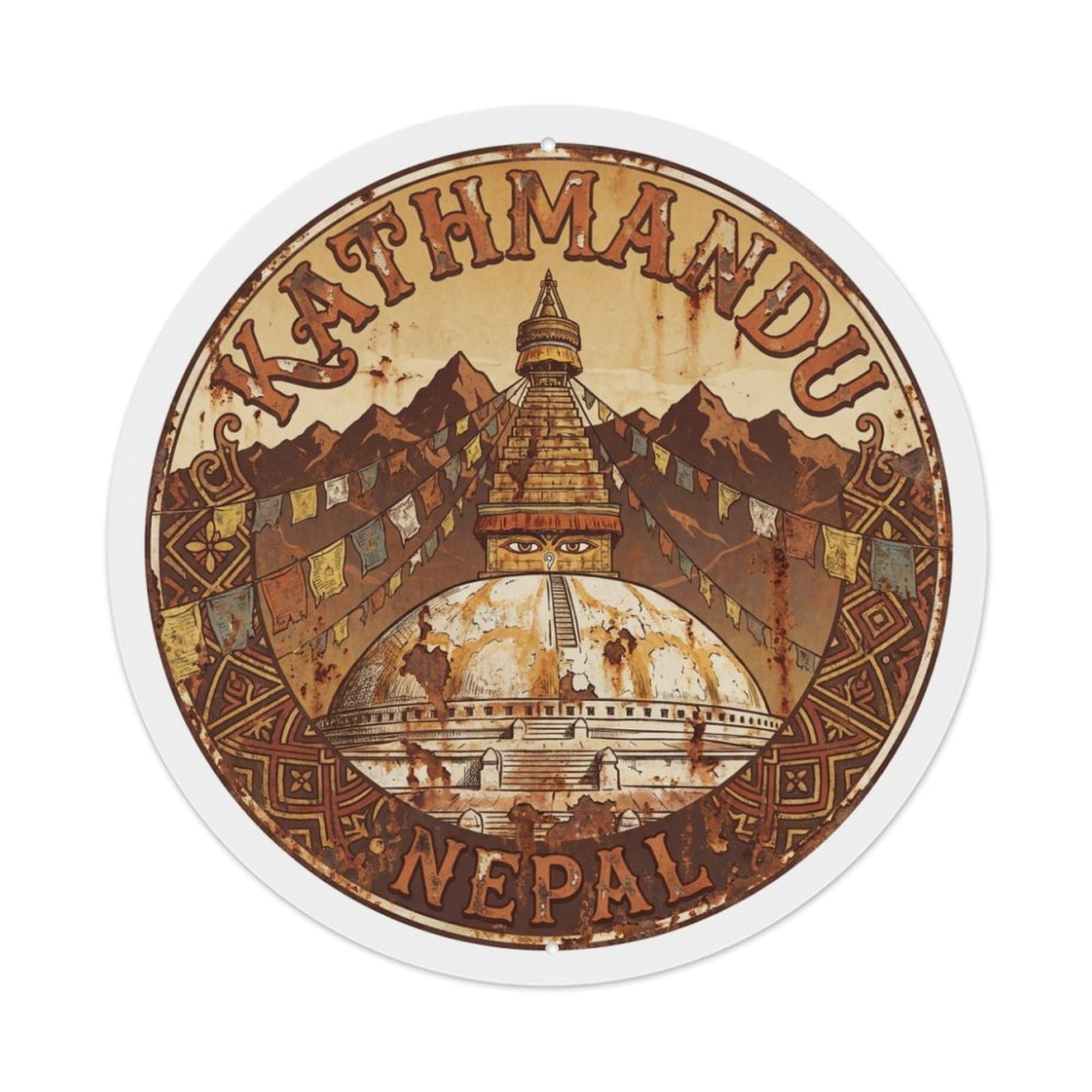 Metal Tin Sign Vintage Travel Nepal Kathmandu