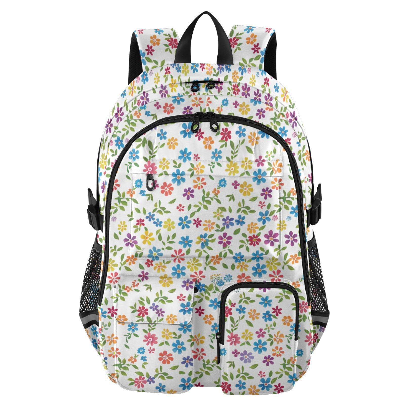 Mochila universitaria de 17.5 pulgadas con flores para portátiles y viajes de negocios 8
