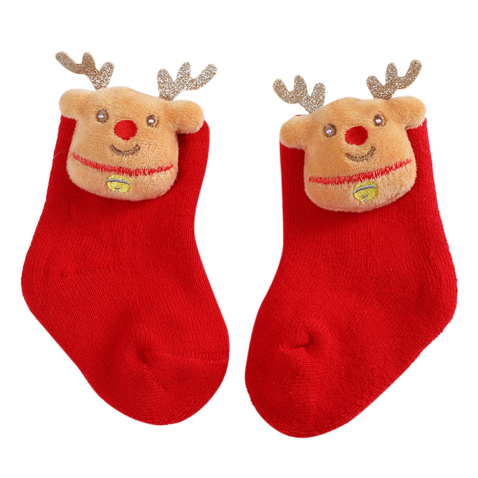 RNTOP Toddler Baby Girl Boy Christmas Socks Children Kids Warm Xmas Socks Soft Sole Shoes Floor Socks Princess (Khaki, M)