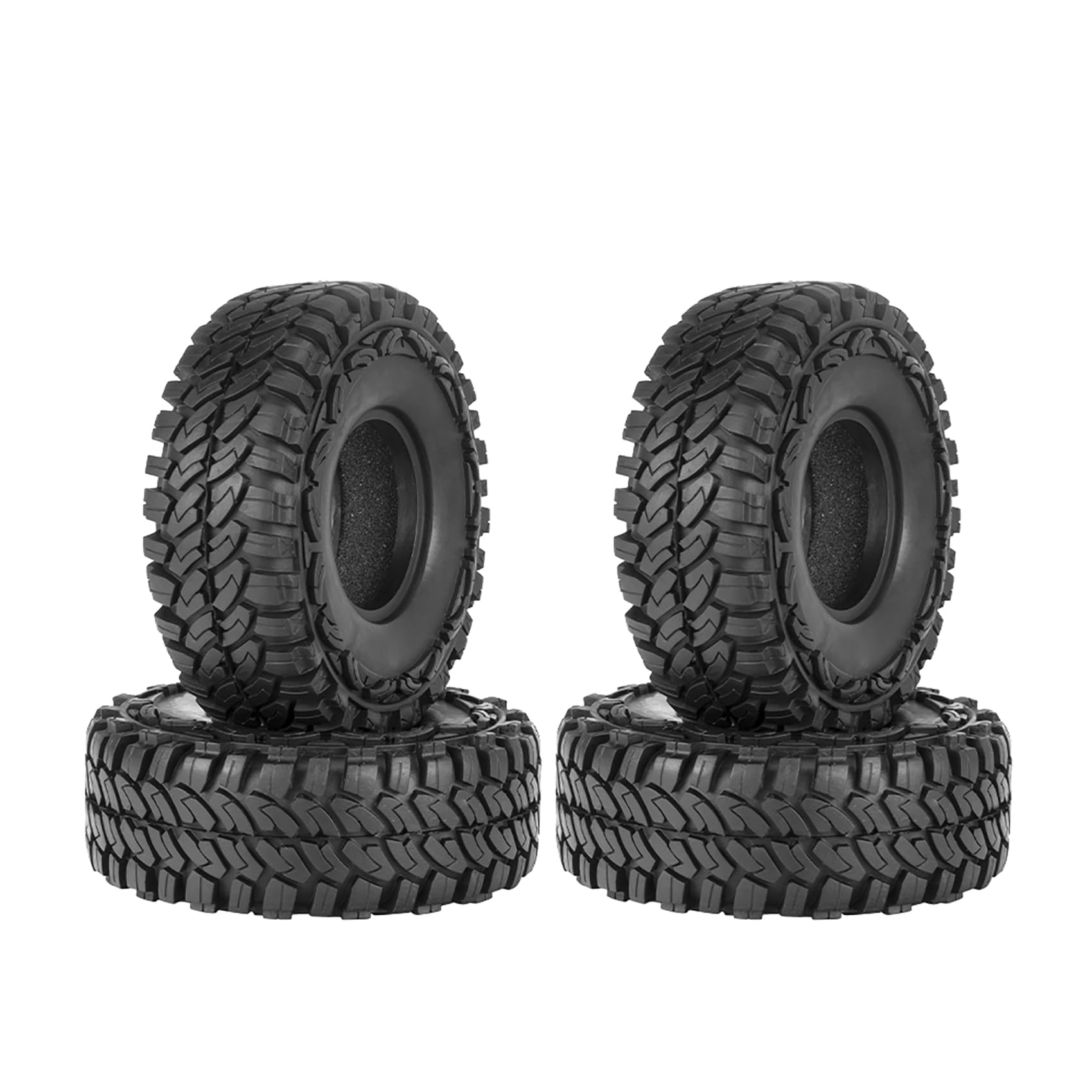 KINGCOO 4PCS RC Crawler Rubber Tires 1.9 inch Wheels Tyres for 1:10 RC Rock Crawler Car Off-road Model Car for Axial SCX10 90046 CC01 D90 D110 TF2 Tamiya TRX4 Gen8 Upgrade Parts (114x42mm-B)