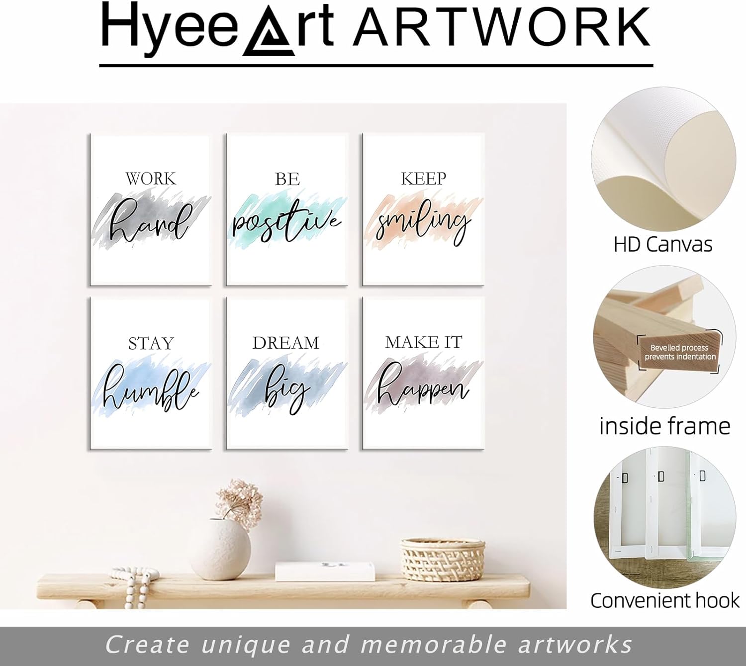 Framed Motivational Canvas Wall Art Set for Kids - 8" x 10"
