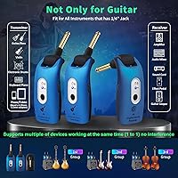 Vista 5 de Sistema de guitarra inalámbrico A9 de 2.4 GHz, batería de litio recargable incorporada, receptor transmisor inalámbrico de audio giratorio de 270 °