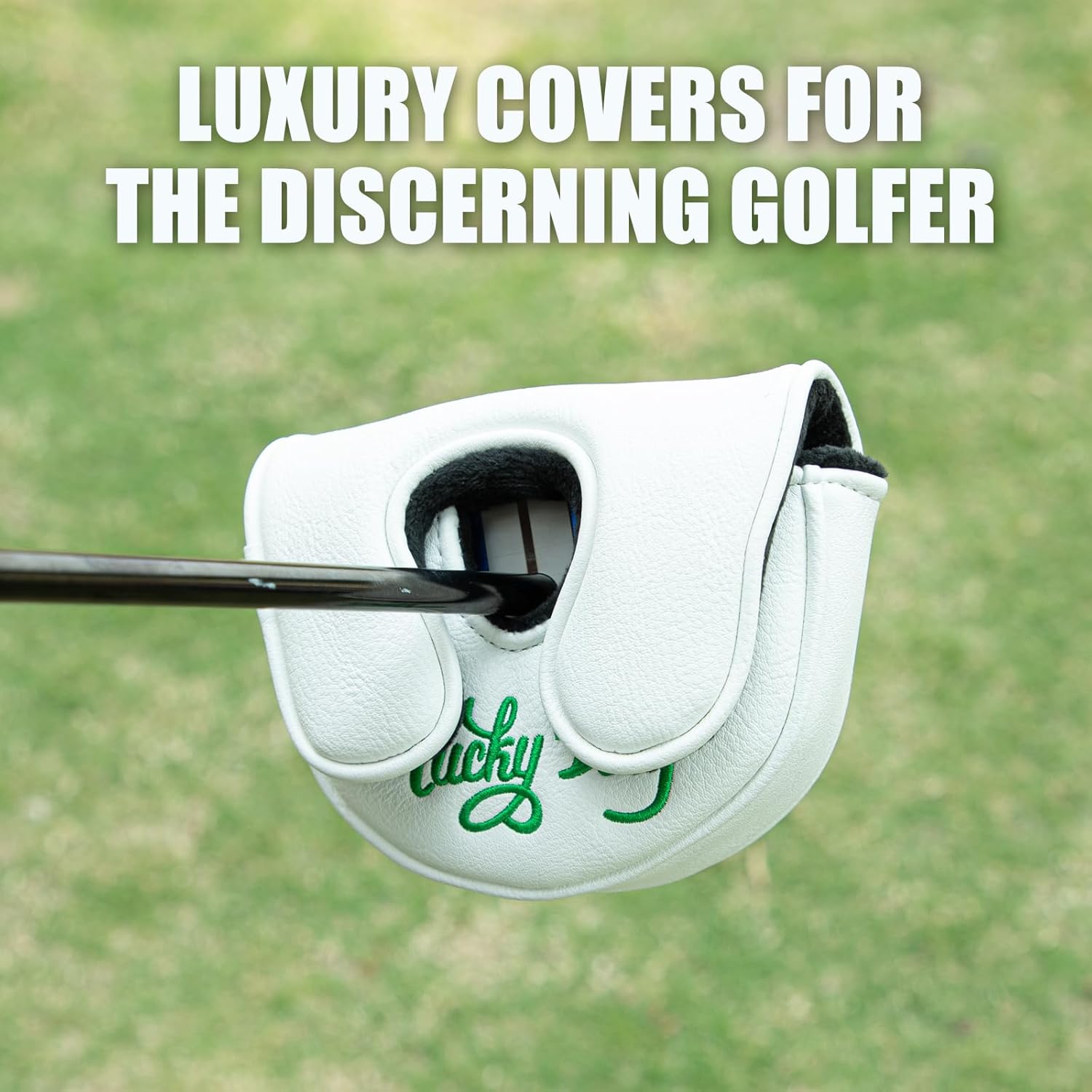 Montela Golf Club Covers Lucky Clover Golf Driver Covers Fairway Wood Head Cover Hybrid Headcover Leather 3 Wood Headcovers Mallet Putter Head Covers for Most Brands