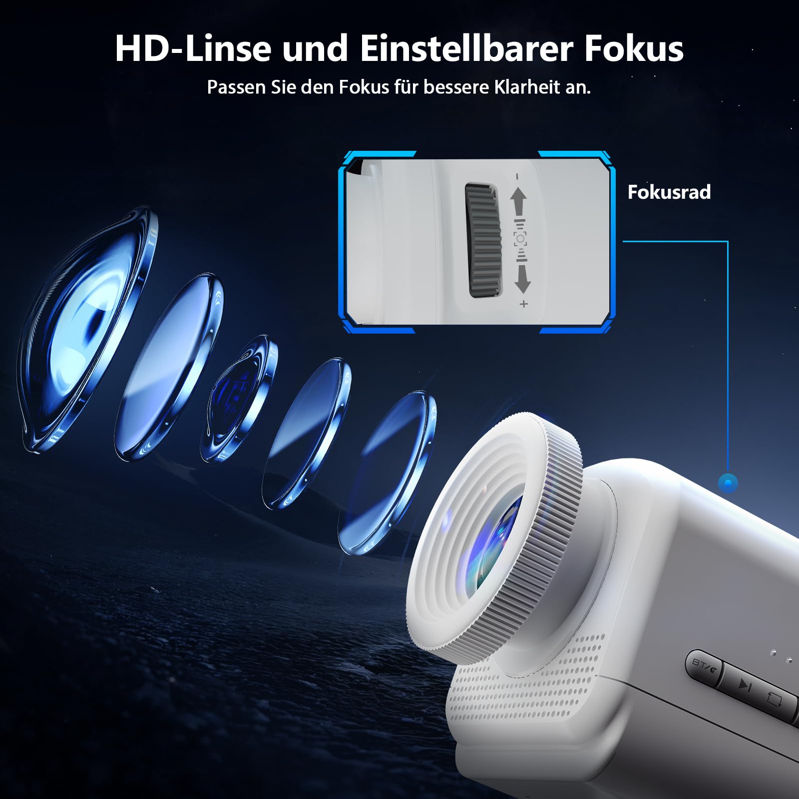 3D Galaxy Projektor, HD Sternenhimmel Projektor mit Bluetooth-Lautsprecher, 60 3D-Themen, Helligkeitsregelung, 1/2/4H Timer, LED Nachtlicht für Kinderzimmer & Erwachsene, Geschenk (Weiß)