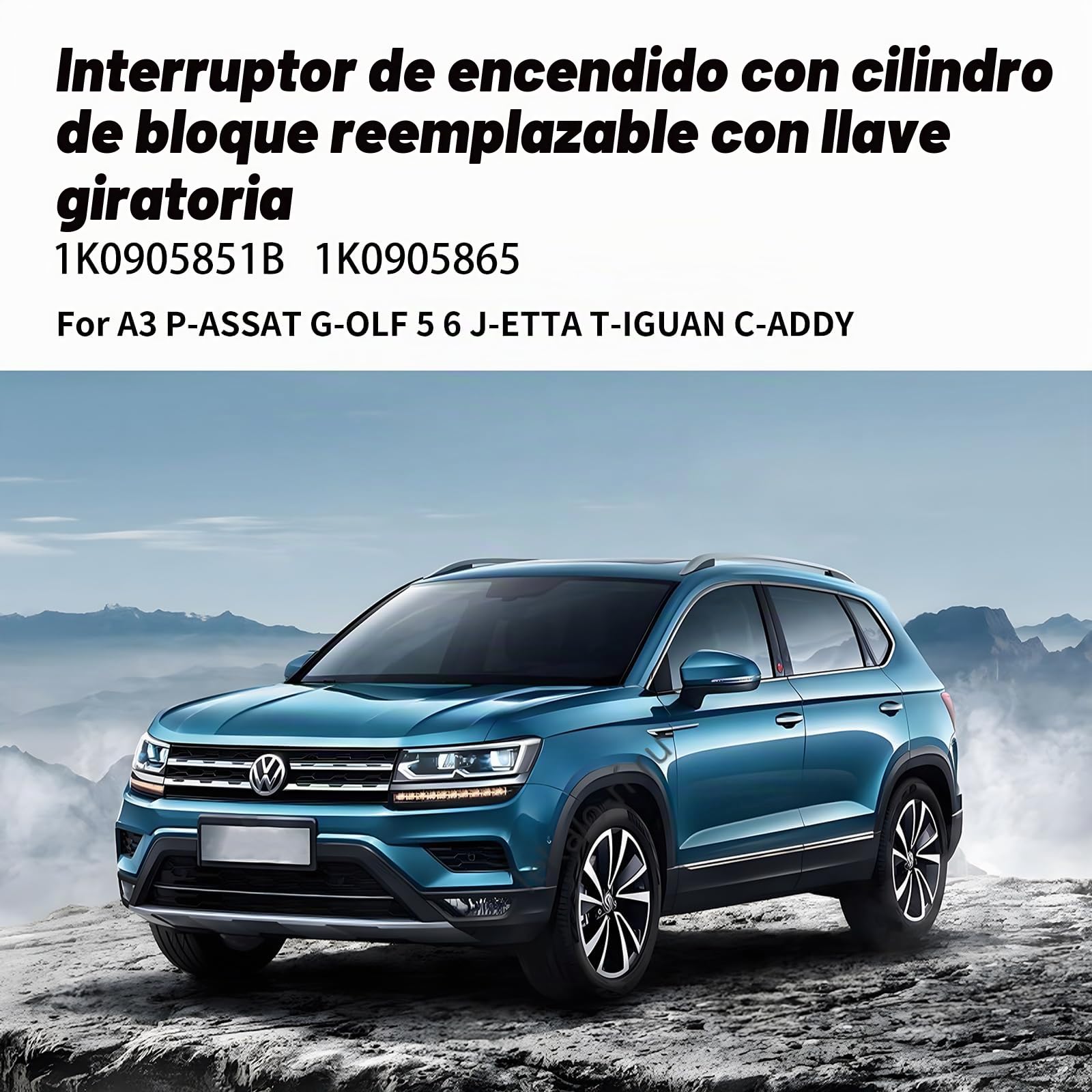 LALAGO Interruptor de encendido con llave de cilindro de bloqueo, Cerradura de encendido, 1K0905851B 1K0905865 para A1,A3, G.olf 5, G.olf 6, T.ouran, P.olo, A.ltea, I.biza, L.eon, O.ctavia