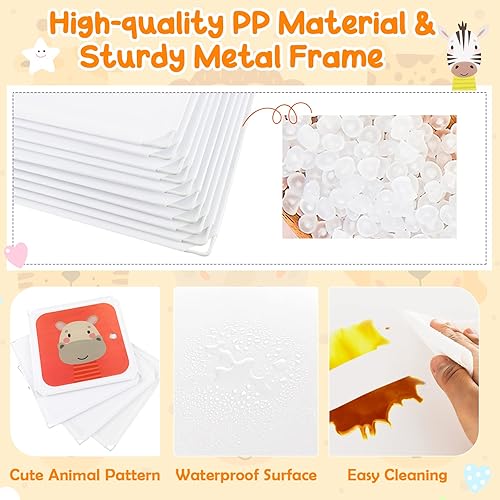 Miniatura 67 de HONEY JOY Armario para niños, organizador de almacenamiento de ropa de dibujos animados para bebés, 8 cubos y 2 secciones para colgar, armario