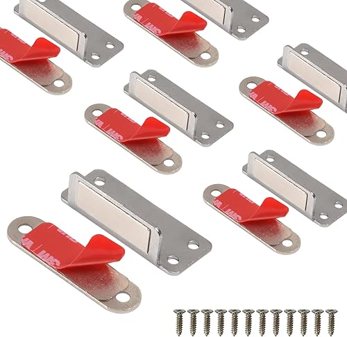 Vista 11 de Mousike - Imanes para gabinete, adhesivo fuerte magnético para puerta, acero inoxidable, pestillo magnético de cocina utilizado para cerrar armario