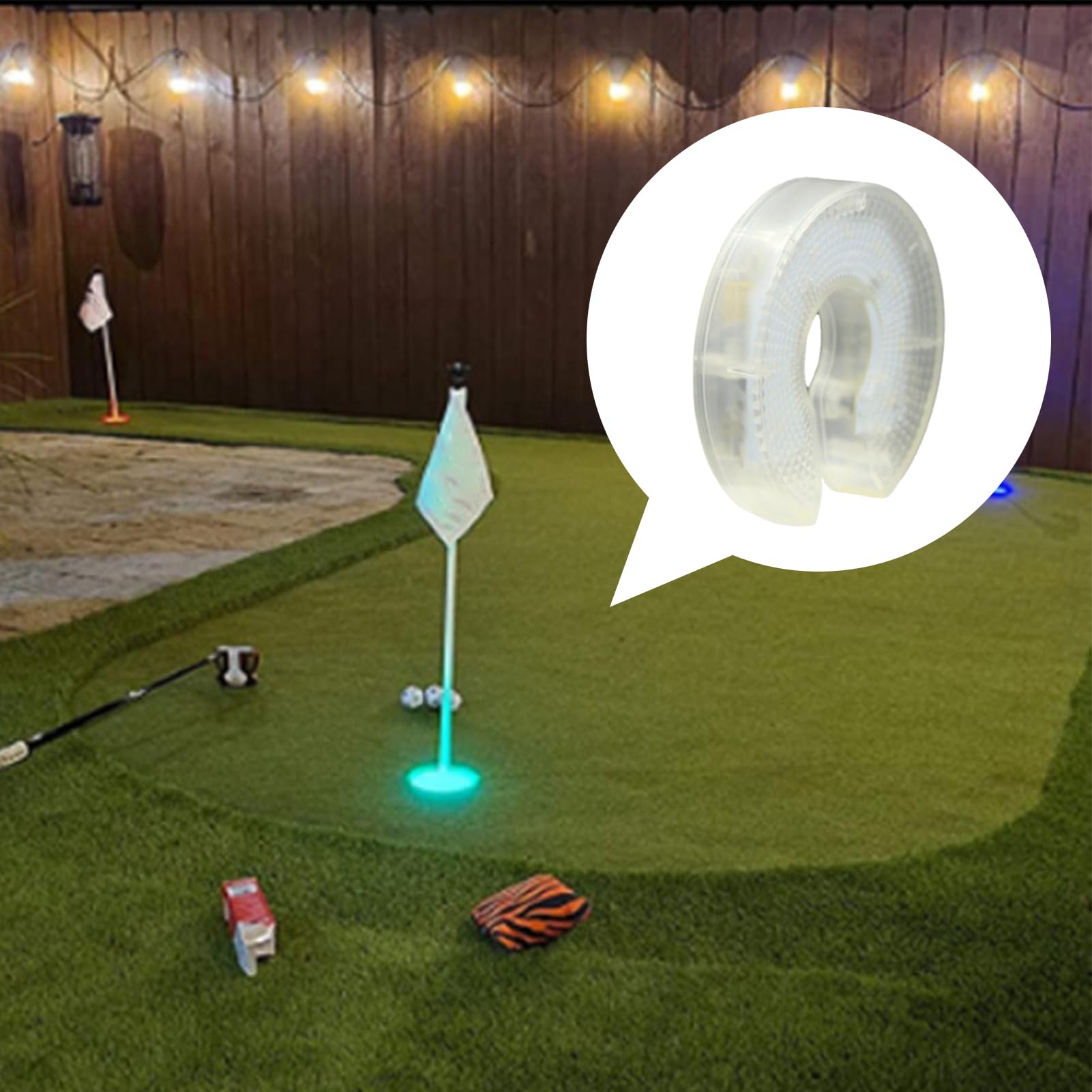 Luz LED para agujero de golf, lámpara verde multicolor de alto brillo para exteriores