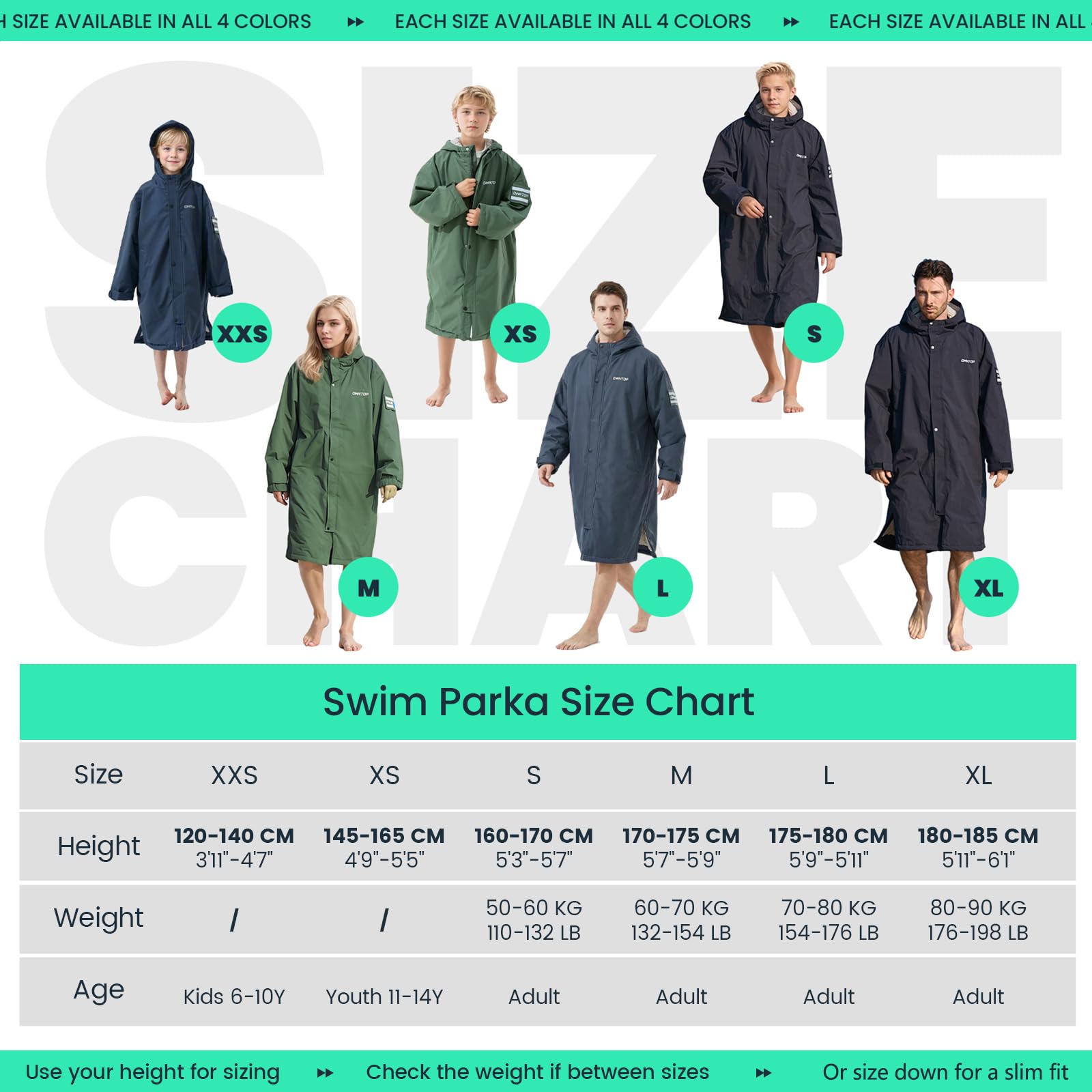 Owntop Manteau enveloppant imperméable pour homme et femme - Séchage rapide - Manteau de plage et de natation - Coupe-vent surdimensionné - Avec capuche - Doublure polaire borg (unisexe pour adultes