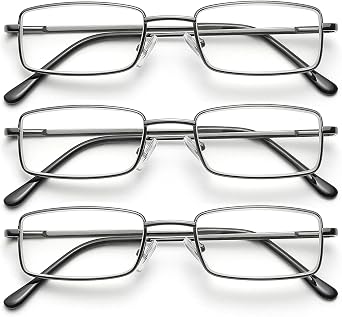 OKH Reading Glasses for Men, 3 Pack Metal Frame Blue Light Blocking Reading Glasses