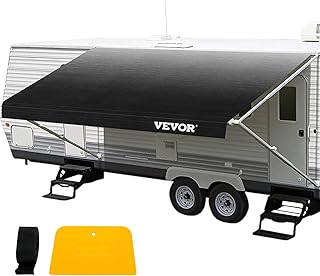 VEVOR RV Awning, Awning Replacement Fabric 18 FT (Fabric 17'2"), Charcoal Fade RV Awning Replacement, 15oz Vinyl Material Replacement Awning, Sun Shade and Waterproof Camper Awning Replacement Fabric