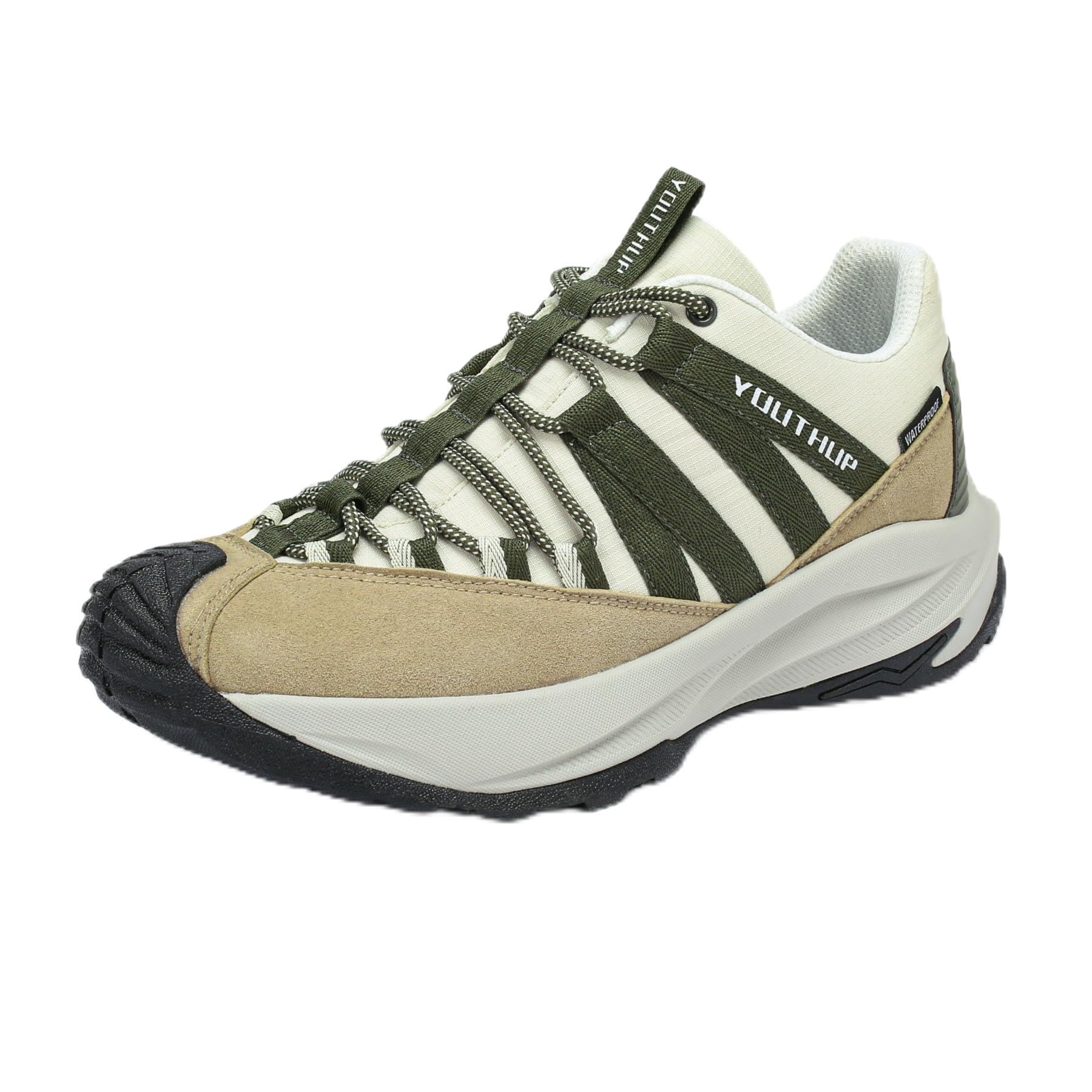 YOUTHUP Herren Wanderschuhe Wasserdicht Trekkingschuhe mit Dämpfung | Leichtes atmungsaktives Trail Running, Low Freizeit Sportschuhe, Rutschfeste Sohle für für Wandern & Alltag
