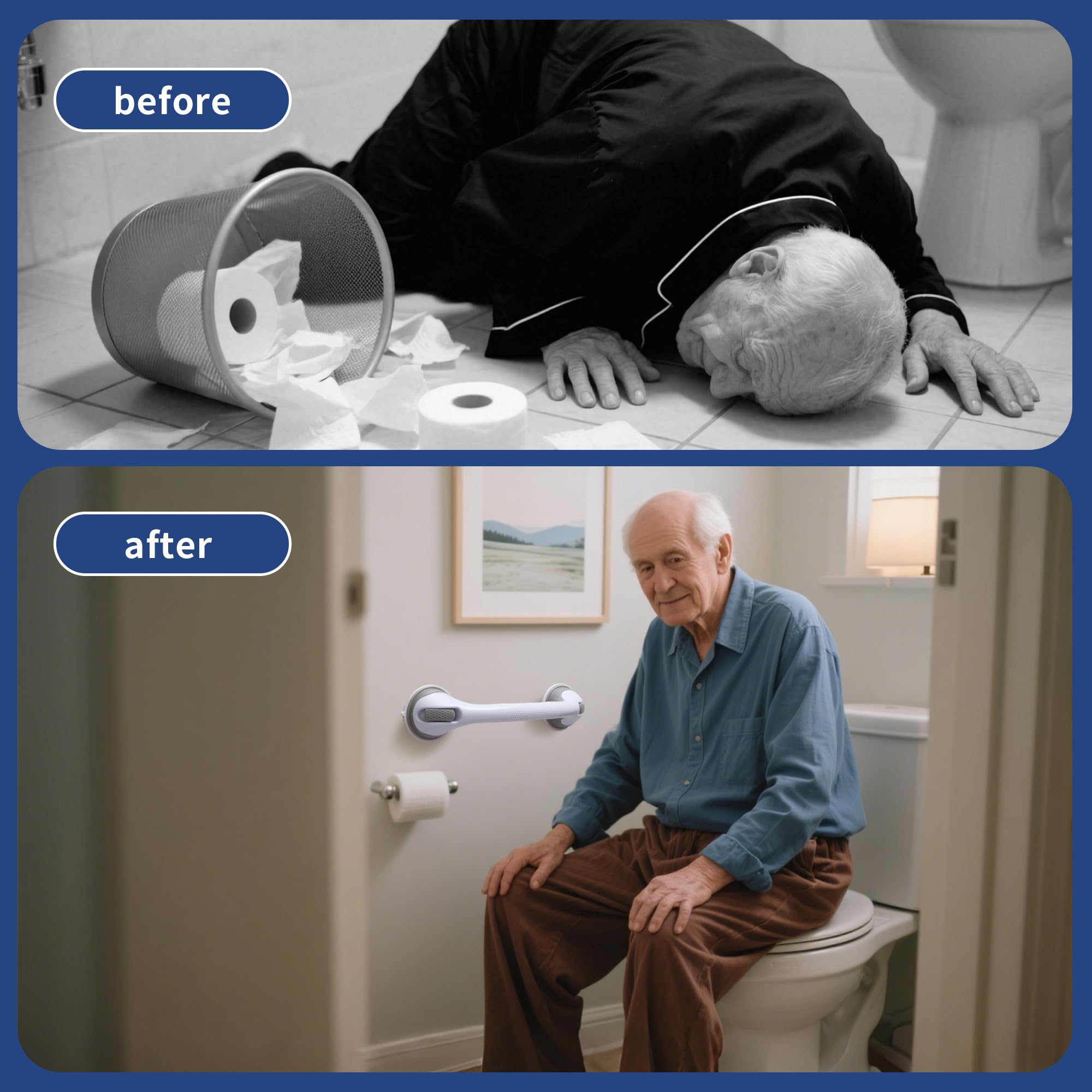 Asidero Ducha, Agarraderas Baño, Asidero Baño, paquete de 2, Agarrador Ducha Personas Mayores Adecuado para ancianos, mujeres embarazadas, niños, soporte para inodoro, ducha y bañera.