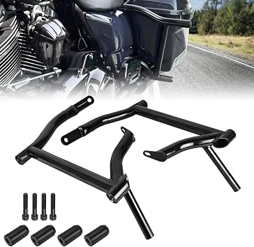 AUFER Saddle Bag Guards Rear Crash Bar Bracket Compatible with for 2009-2024 Harley Touring Street Glide Road Glide Road King Electra Ultra Limited CVO Tip Over Saddlebag Protection Support Bracket