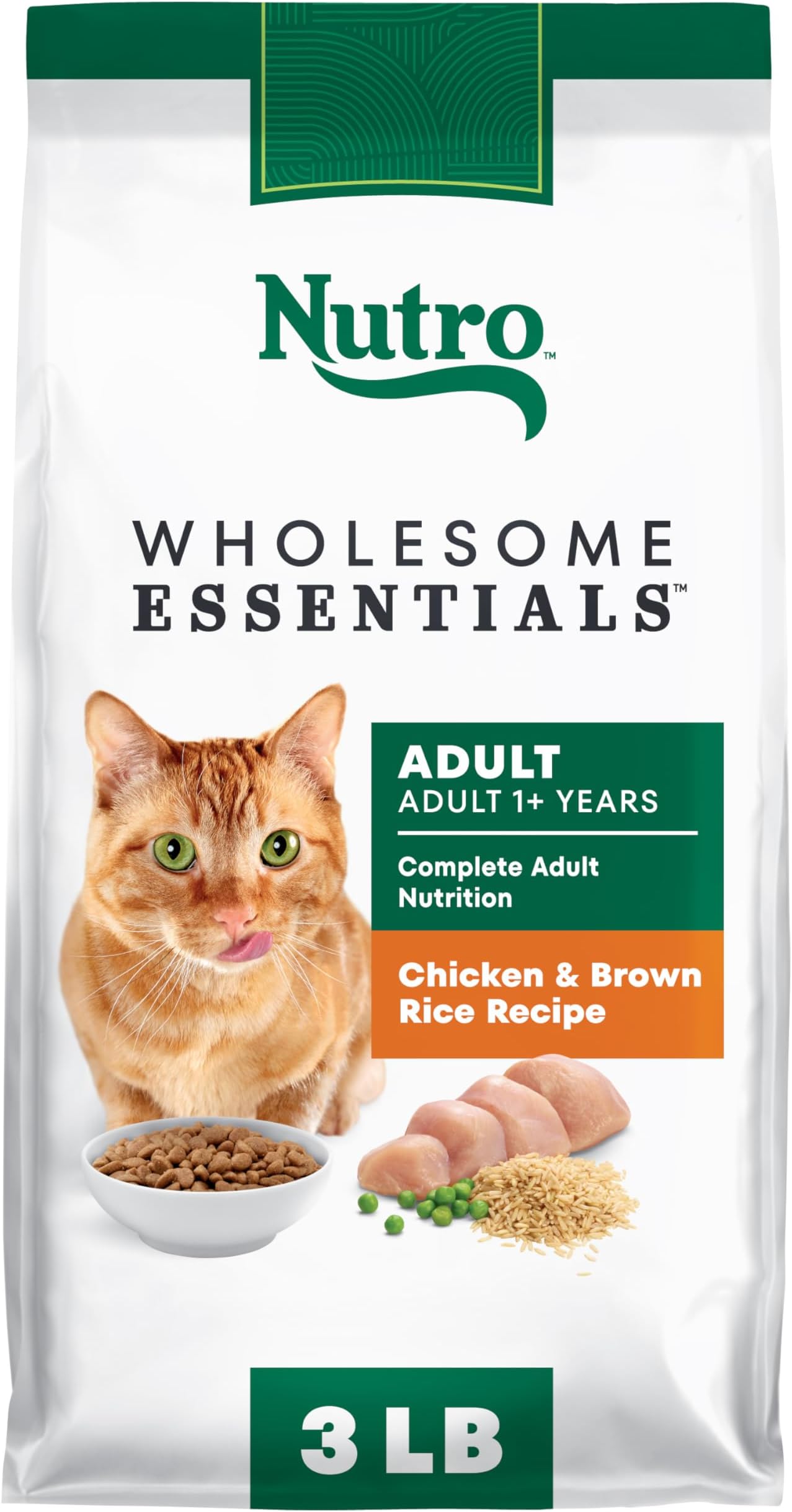 Nutro Wholesome Essentials Adult Dry Cat Food, Chicken & Brown Rice, 3 lb