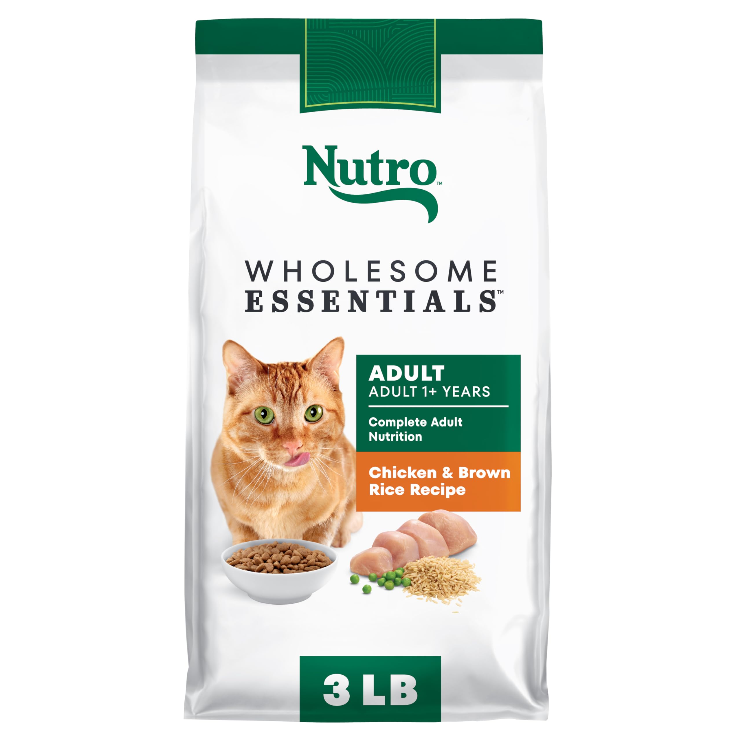 Nutro Wholesome Essentials Adult Dry Cat Food, Chicken & Brown Rice Recipe, 3 lb. Bag