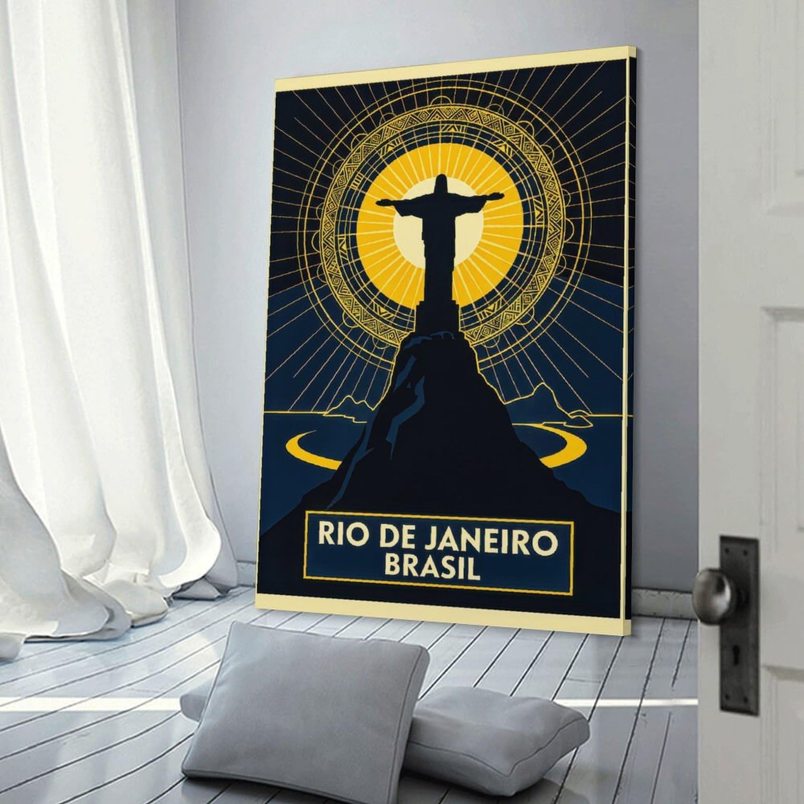 Junmoney Canvas Wall Picture Art Deco Christ The Redeemer, Rio De Janeiro, 20x30inch(50x75cm), for Office, Study Or Home Workspace, Canvas Wall Decor for Creative Rooms