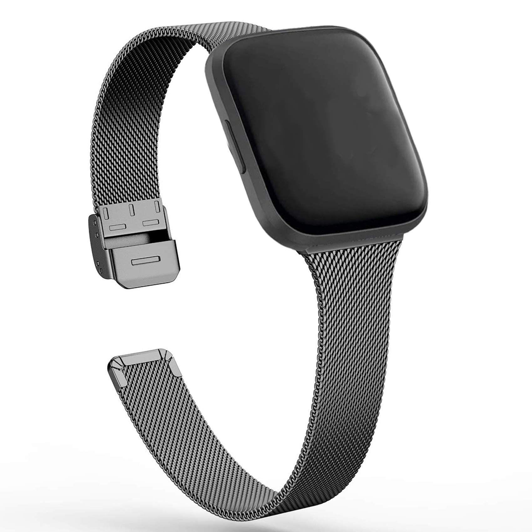 MORFU Slim Metal Bands Compatible with Fitbit Versa/Versa Lite Edition/Versa 2, Stainless Steel Small Thin Narrow Replacement Wristband for Women Men