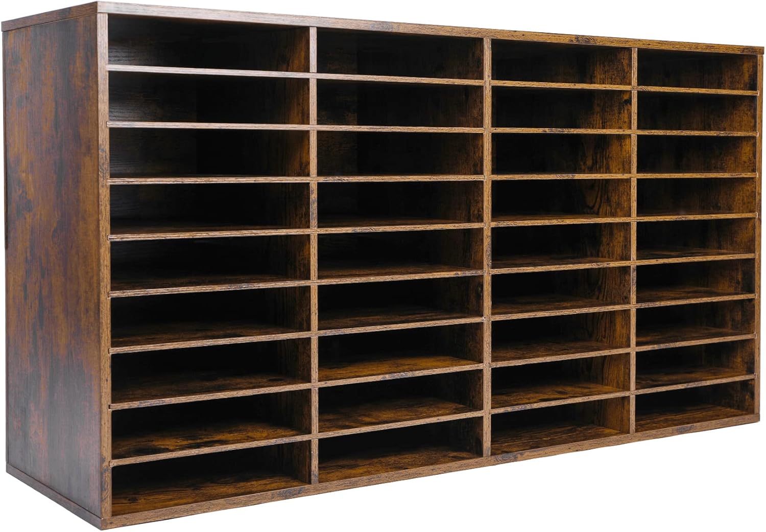 TQVAI Literature Organizer, Heavy Duty 36 Compartments Countertop Mail Organizer with Adjustable Shelves, Wooden Desk Paper Storage Organizer, Mailboxes Cubbies for Office, Classroom, Anqitue