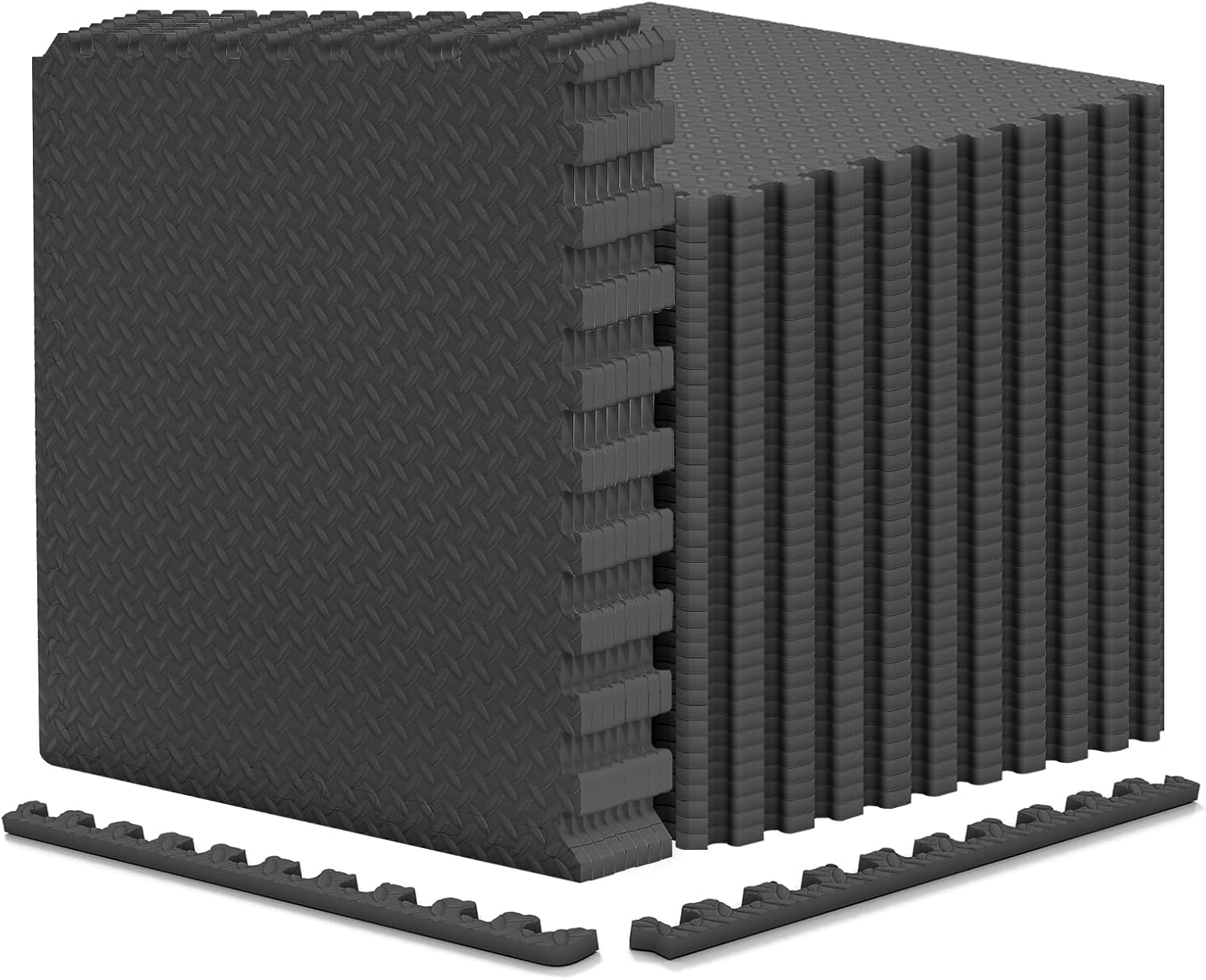 Tangkula Puzzle Exercise Mats, 0.5” Thick EVA Interlocking Foam Floor Tiles for Protective, Non-Slip Workout Mats for Home Gym Equipment, Foam Play Mats, 25 in x 25 in, 208 Sq Ft - 48 Tiles (Black)