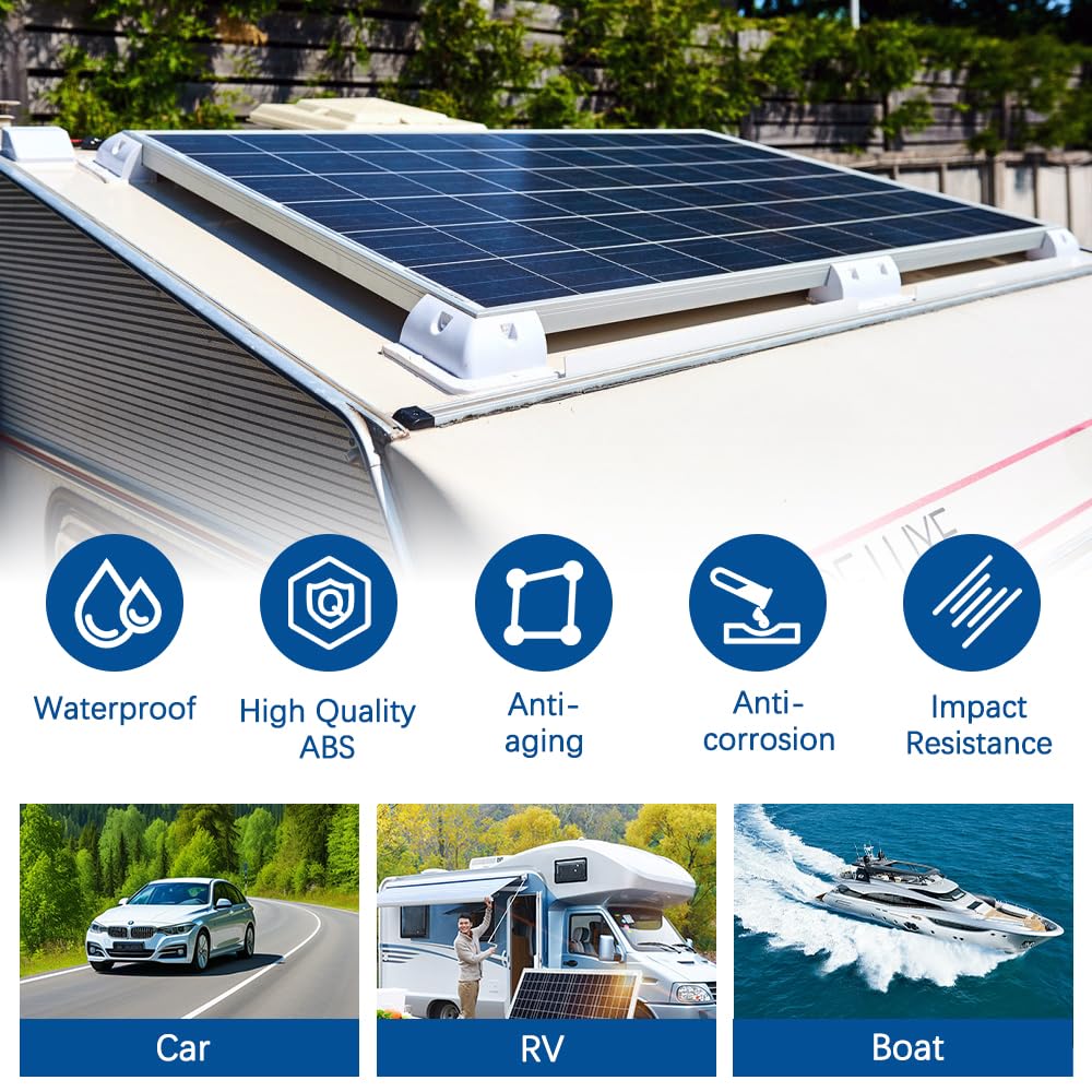 Lot de 4 supports de montage pour panneau solaire en ABS, sans aneth, résistant aux UV, pour camping-car, camion, camping-car, bateau (4, blanc)