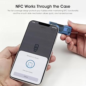 2 Pack PC Flip Holder Keychain Protective Cover Compatible with YubiKey 5 NFC, Hard PC Slide-Open Carrying Case, NFC-Friendly Tap-to-Use Security Key Protector, Lightweight Keychain Cover,Blue
