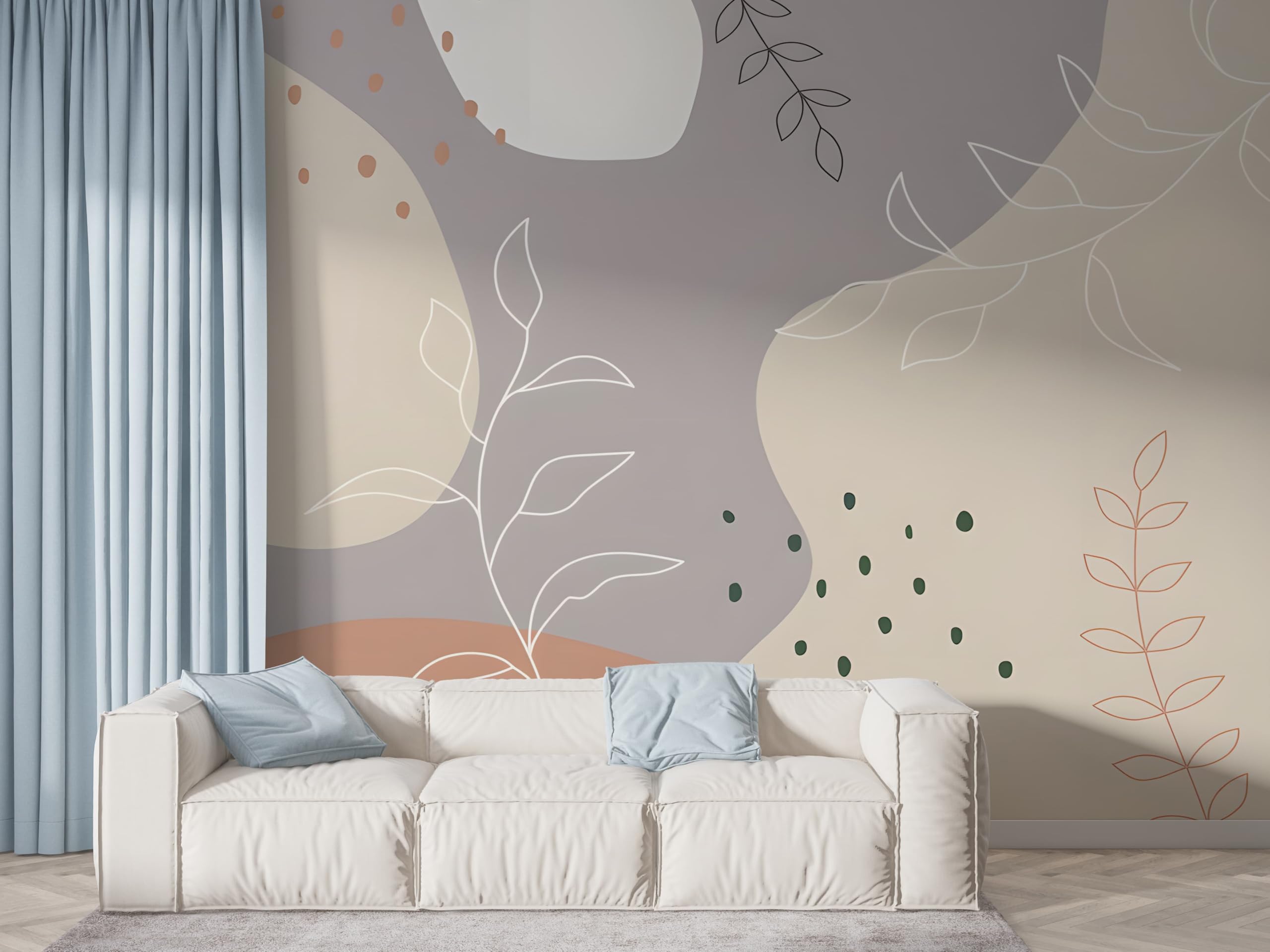 Papier Peint Panoramique Bohème autocollant : adhésif mural style nordique feuille 150x100 N-620