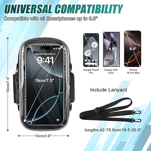 Miniatura 9 de 3 bolsillos para teléfono para correr para iPhone 15 14 Pro Max 13 Plus 12 11 XS XR X 8 7 Galaxy S23 bolsa para tarjetas de llaves, resistente al