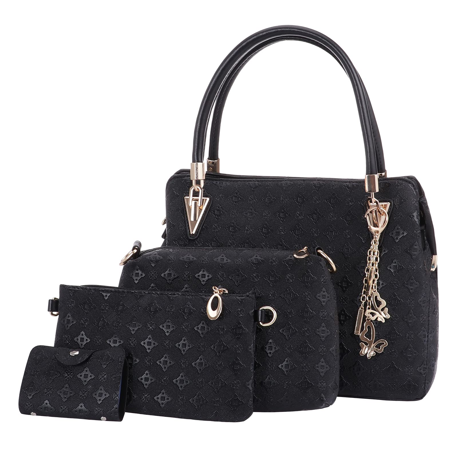 Purses and Handbags for Women PU Leather Tote Bags Crossbody Shoulder Bag Top Handle Satchel Purse Set 4pcs