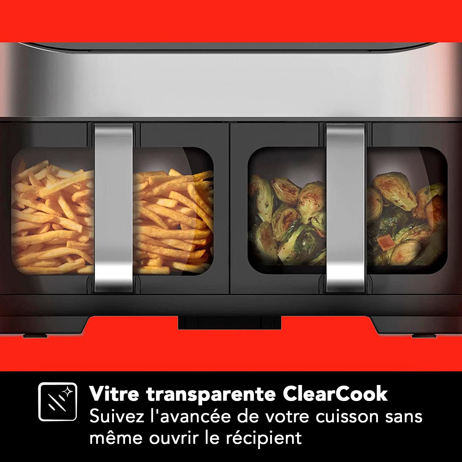 Instant Pot Vortex Plus, Friteuse à Air Double Compartiment et Vitre Transparente - 8 Programmes de Cuisson: Pâtisserie, Plats Rôtis, Grill, Séchage, Chauffe-Plat - Capacité XL - 1700W
