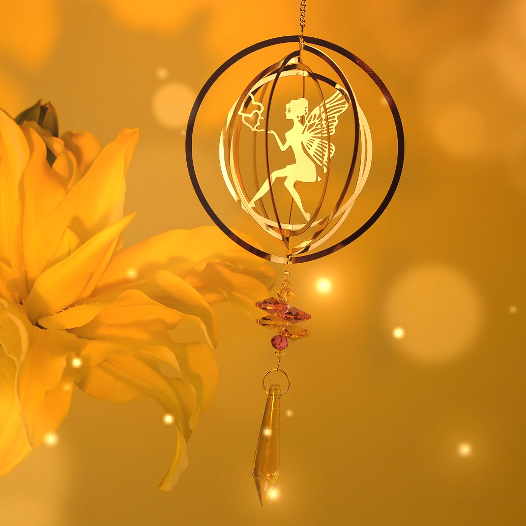 Atrapasoles Cristal, Colgante Cristal Pack de 5 árbol búho colibrí Mariposa Hada, Sun Catcher para Ventanas Jardines, Campanas Viento — view 7