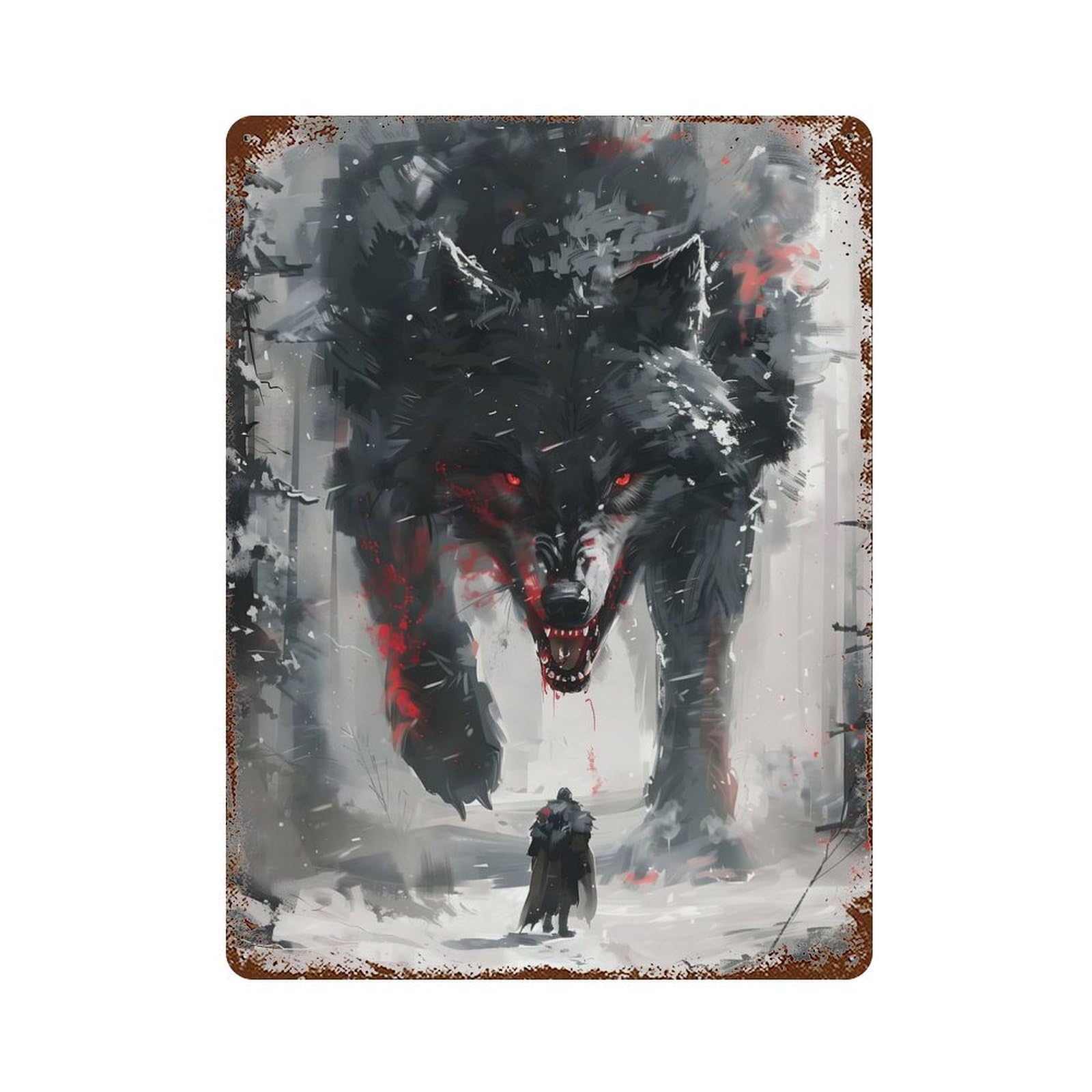Viking Fenrir Wolf Vintage Metal Tin Sign 15.7"x11.8", Farmhouse Wall Decor for Garage, Bar And Workshop Decor