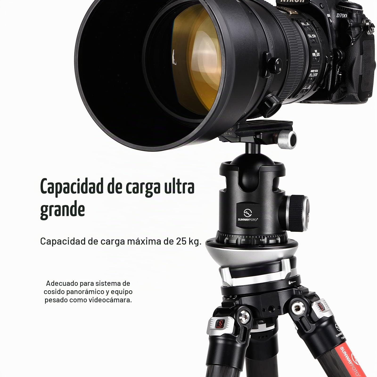 SUNWAYFOTO Cabezal de trípode con base de nivelación LB-90, capacidad de carga de 55 libras