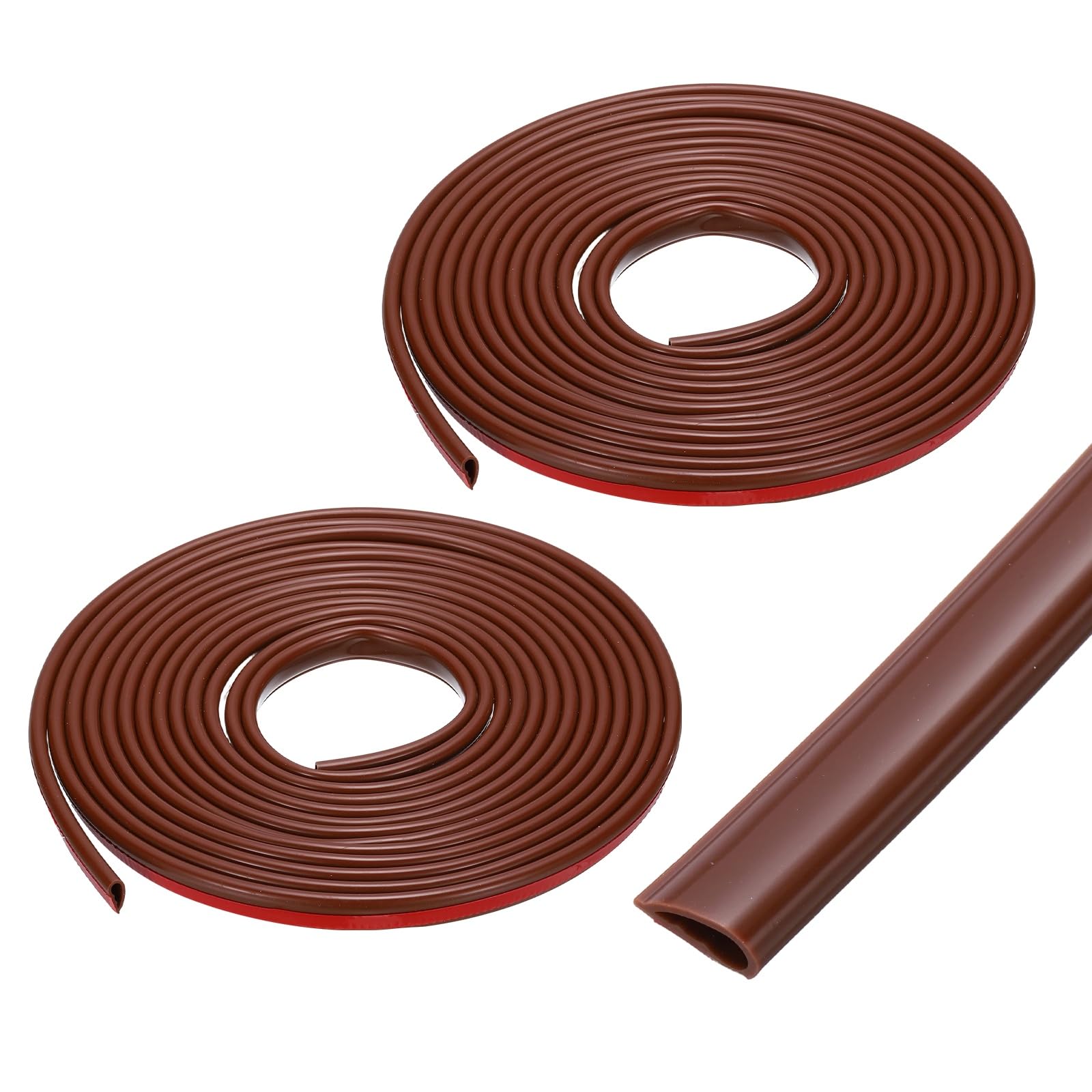 sourcing map 2Pcs 24.6 ft Weather Stripping, Silicone Self-Adhesive Door Seal Strip Fire Smoke Seal for Exterior Door Frame Windows Shower Glass Gap, Brown