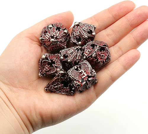 Miniatura 6 de DND Dados Dungeons and Dragons - Juego de dados de metal DD con caja HNCCESG Hollow Angel Starter - Dados poliédricos para juegos de rol D y D para