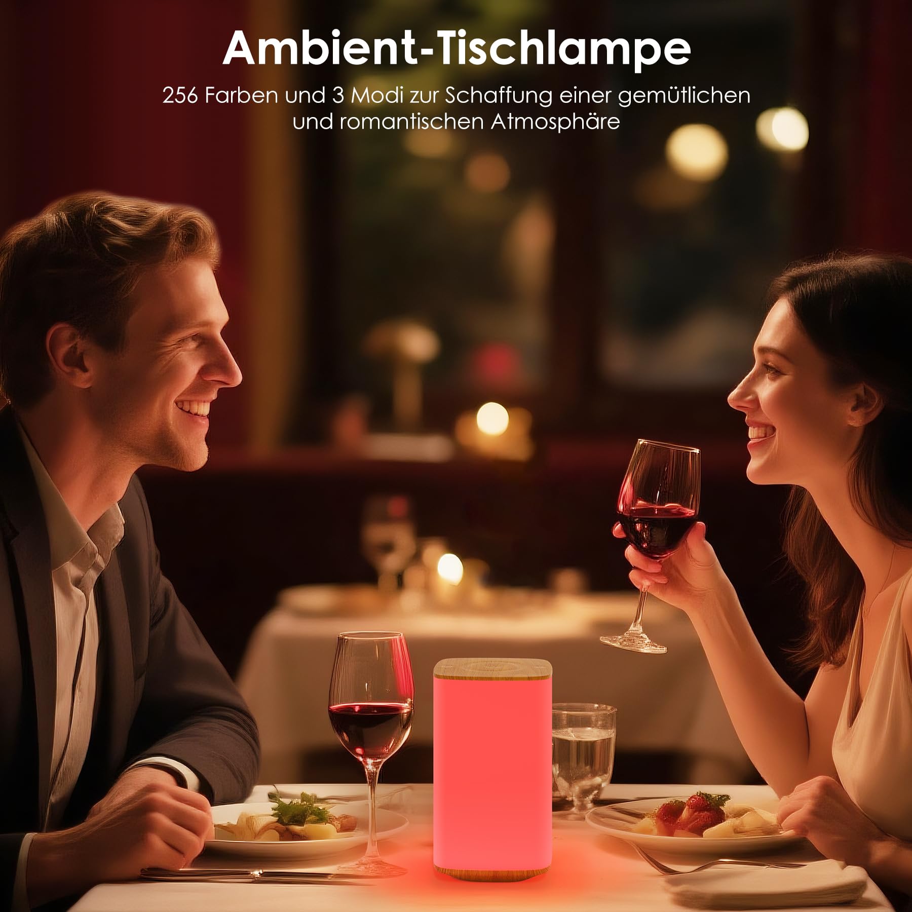 Bonsery LED Nachttischlampe 2er Set mit Fernbedienung, 3000mAh Stilllicht Touch Dimmbar mit 256 Farbwechsel & 3 Farbtemperaturen, Nachtlicht Dimmbar mit Memory Timer Funktion für Schlafen Stillen Büro