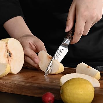 Kitory Paring Knife 3.5 Inch Kitchen Peeling Knife HC German Stainless Steel Hammered Ultra Sharp Blade Bamboo Shape Handle for Home Restaurant Gift