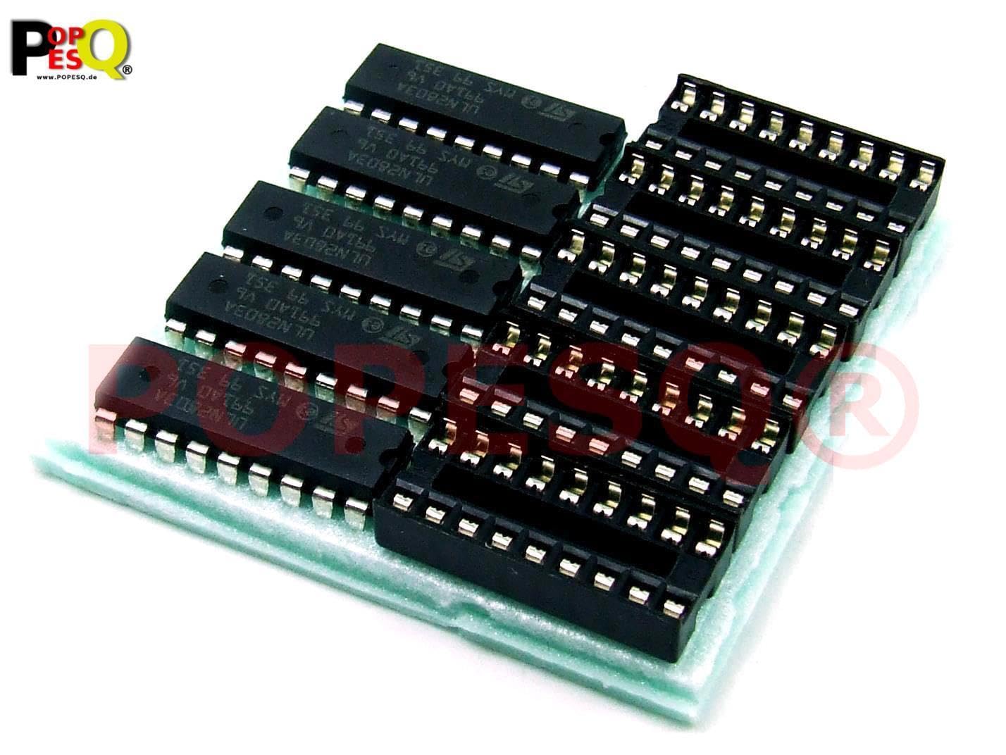 POPESQ® 5 pz. x ULN2803 Array di transistor NPN Darlington con Zoccolo #A305