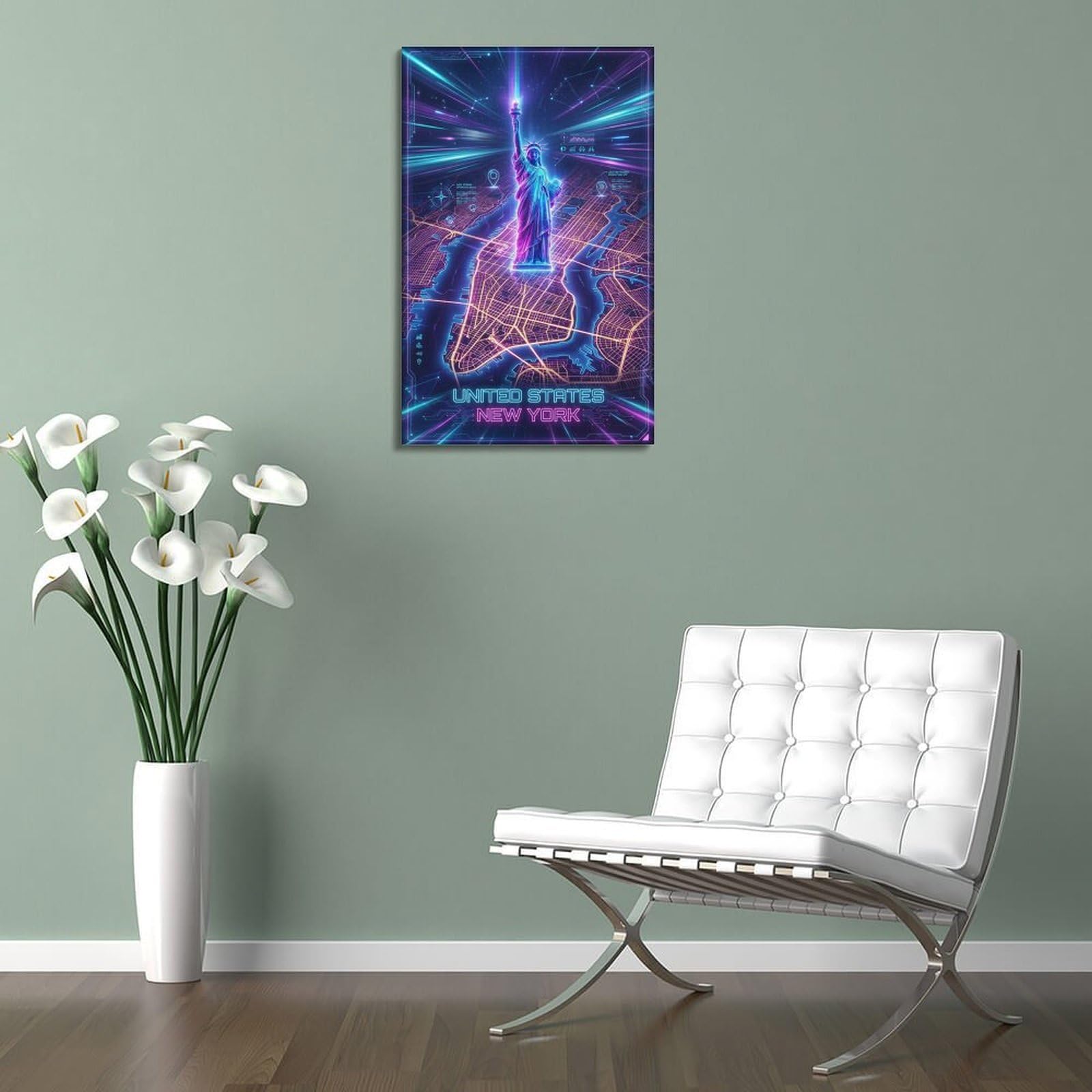 XKUGA Poster retrò con mappa al neon per la stanza dei videogiochi, con stampa moderna su tela, decorazione artistica da parete ideale per famiglia, grotta degli uomini, sala giochi, camera da letto