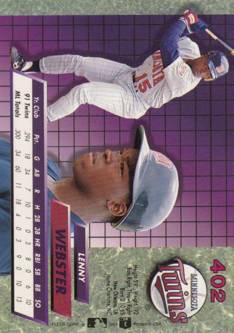 Amazon.com: Baseball MLB 1992 Ultra #402 Lenny Webster #402 NM