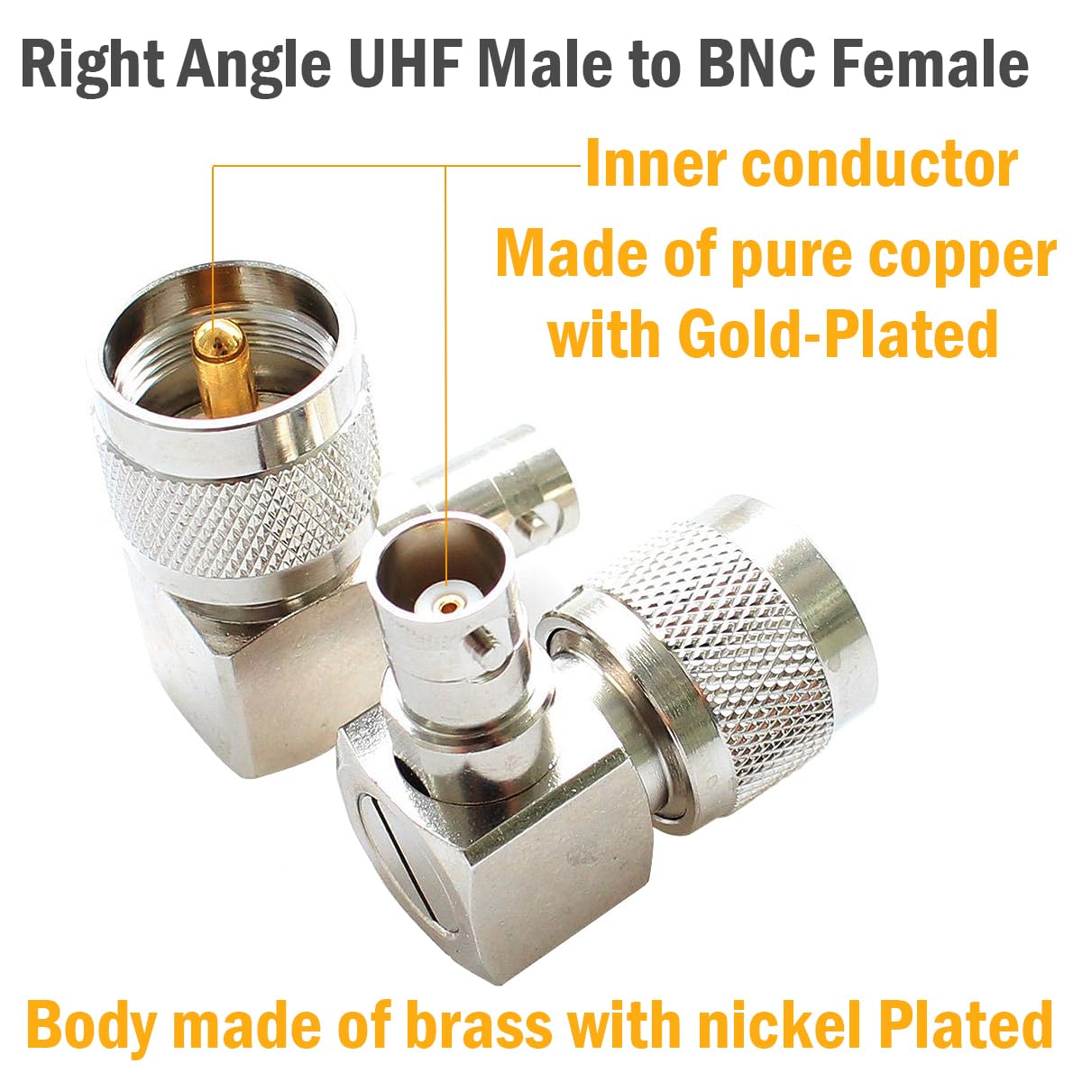TUOLNK BNC Femmina a UHF PL259 Maschio Adattatore Coassiale RF SO239 Maschio a BNC Femmina Connettore Coassiale per Cavo di Prolunga 2 pz