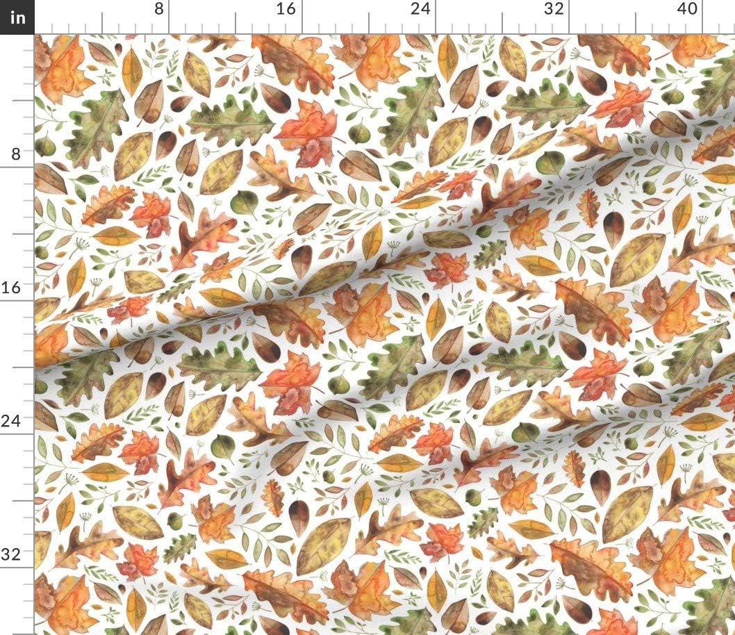 Spoonflower Fabric - Leaves Fall Autumn Halloween Floral Seasons Harvest Printed on Petal Signature Cotton Fabric by The Yard - Sewing Quilting Apparel Crafts Decor
