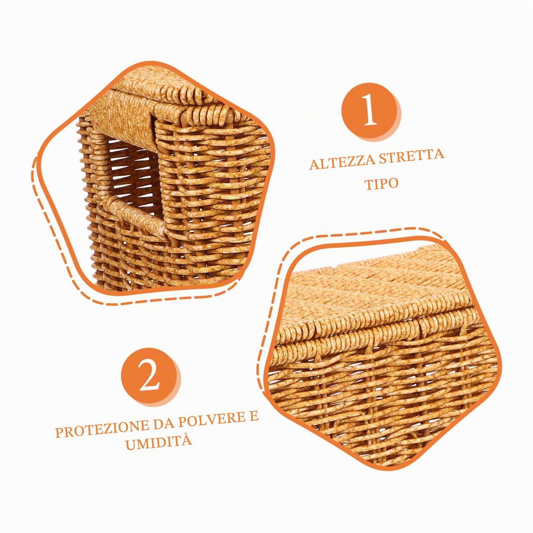 BESTYASH Cestino Rettangolare in Plastica con Coperchio, Leggero e Sicuro, per L'organizzazione della Stanza la Conservazione di Oggetti e Verdure