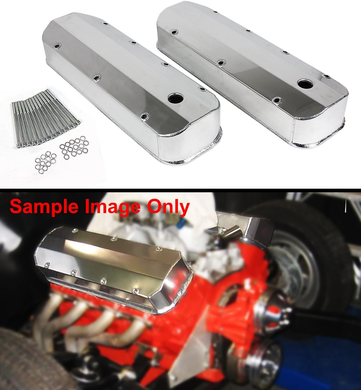 Fabricated Aluminum Valve Covers Polished Big Block Engine Custom Compatible for Chevy 396 454 427