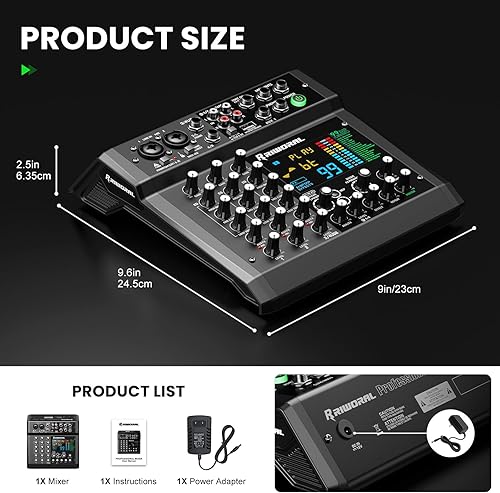 Miniatura 7 de Mezclador de interfaz de audio de 6 canales, tablero de sonido 99 DSP efectos digitales con interfaz Bluetooth USB Rac de 48 khz/24 bits como